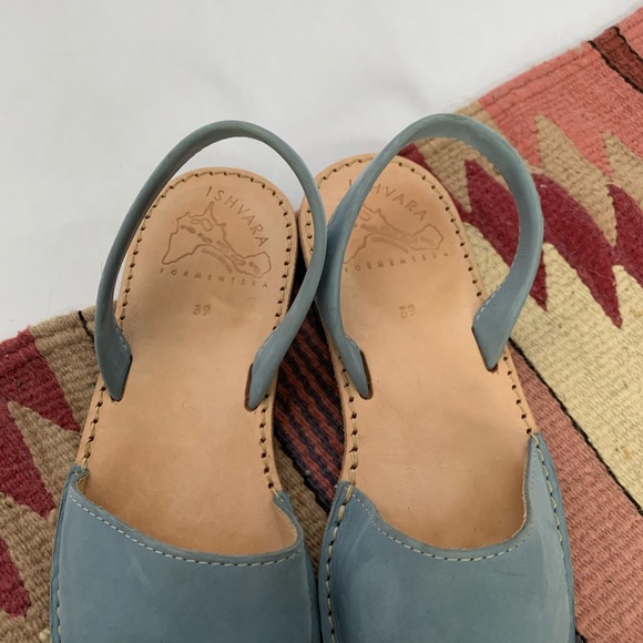 Ishvara Blue Suede Slingback Slides Sandals 39 - Picture 2 of 5